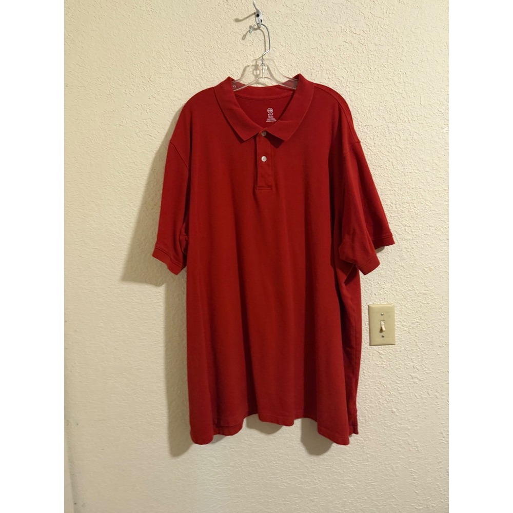 HB Mens Red Short Sleeve Pique Polo Shirt 4XLT Big and Tall Cotton Casual Basic